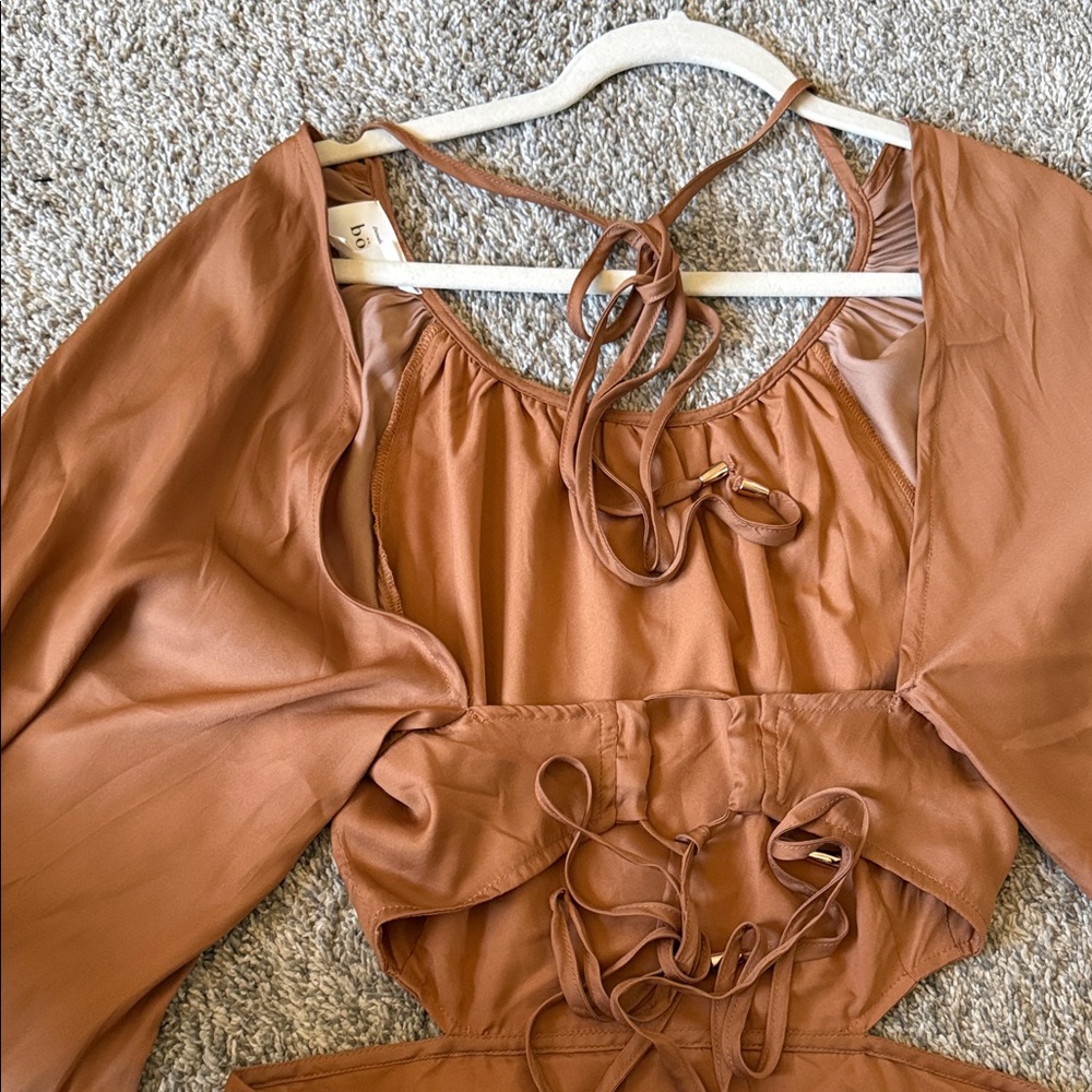 bohme Long Sleeve Maxi Dress in Rust Brown - Picture 6 of 10